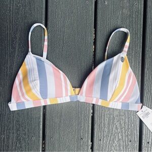 HOLLISTER STRIPED TRIANGLE BIKINI SWIM TOP SIZE LARGE NEW